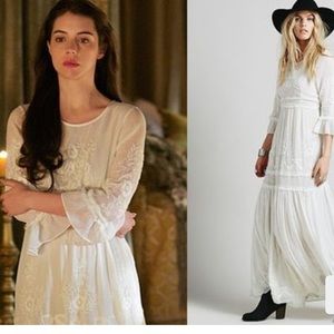 White on white embroidered maxi dress size M